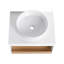 Meuble-lavabo flottant 24 po avec lavabo vasque rond blanc brillant, meuble-lavabo mural avec tablette ouverte, finition blanche avec comptoir durable, conception moderne peu encombrante (livré dans 2 boîtes)