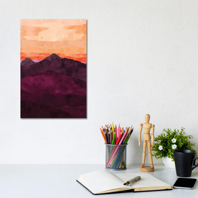 Purple Mountain At Sunset by Van Credi - Wrapped Canvas Print