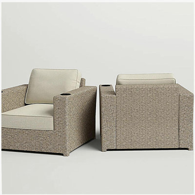 Chaises longues d'extérieur avec coussins entièrement assemblées, ensemble de 2