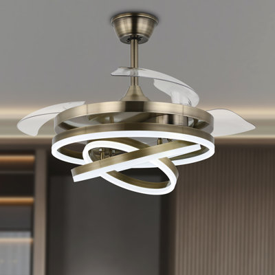 Heighton 36'' Retractable LED Ceiling Fan with Remote and Light Kit DC Motor 6 Speeds