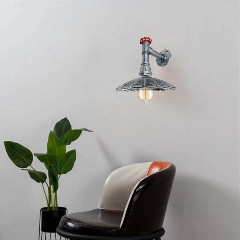Infield Armed Sconce, Brushed Silver