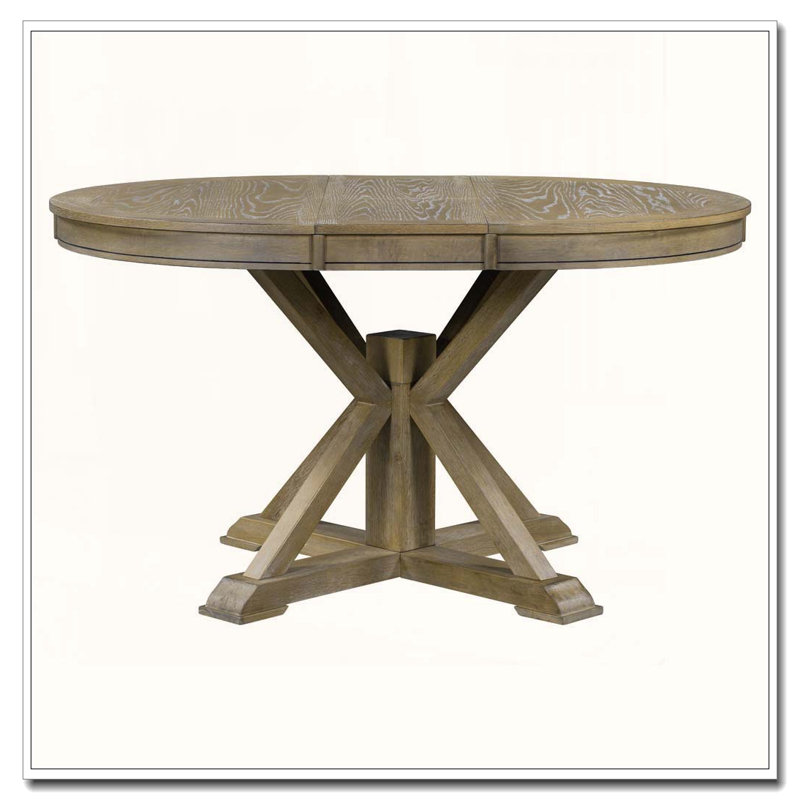 Table de salle à manger extensible rétro avec rallonge papillon de 12 pouces Retro, Bois naturel délavé