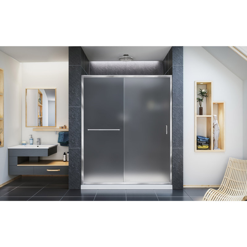Infinity-Z 60" W x 74.75" H Framed Sliding Shower Kit, Center, Chrome