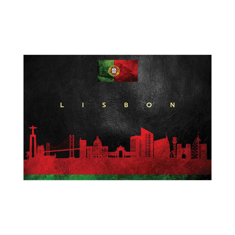 «Lisbon Portugal Skyline» par Adrian Baldovino, impression sur toile tendue, H 8 po x l 12 po x P 0,75 po