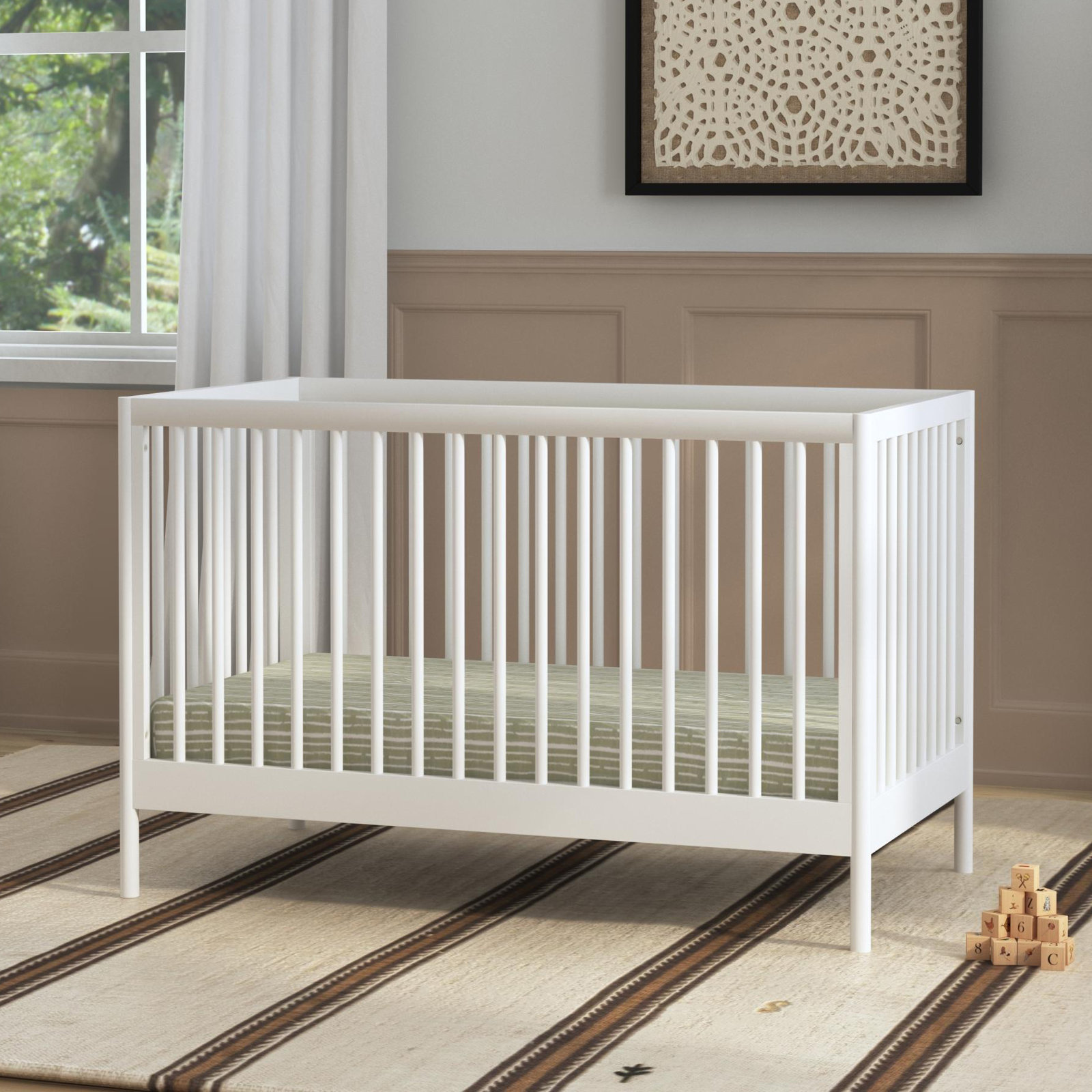 Birdie Pine 3-in-1 Convertible Crib, White