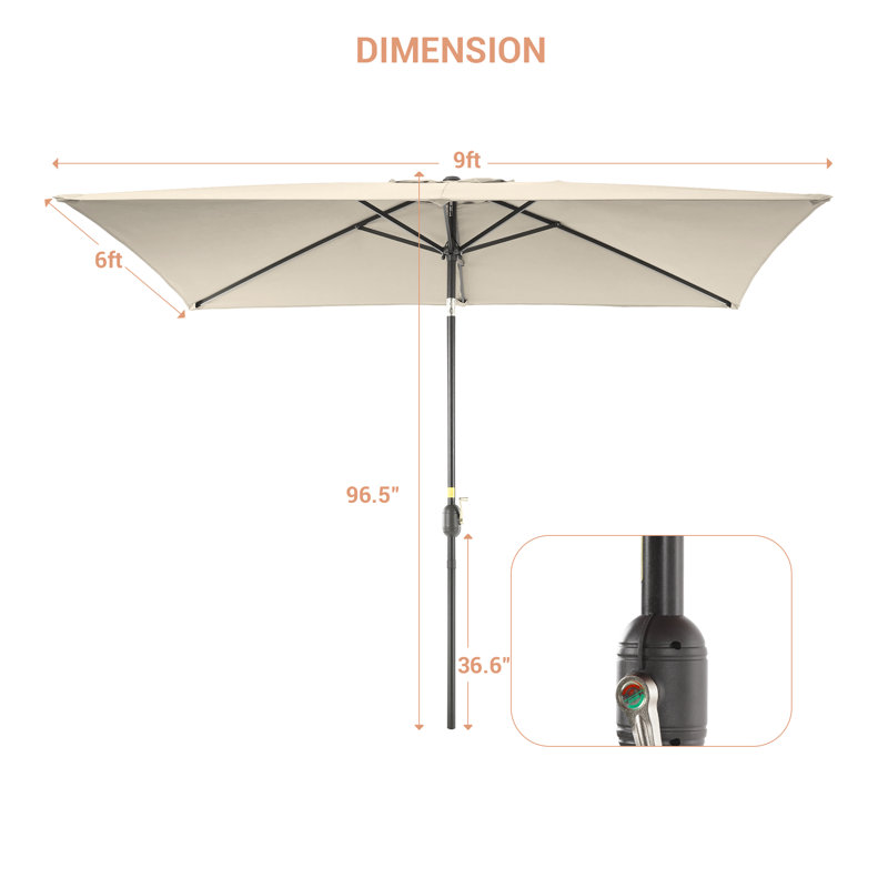 Parasol de marché rectangulaire 107,7 po x 71,9 po Sayah, Beige