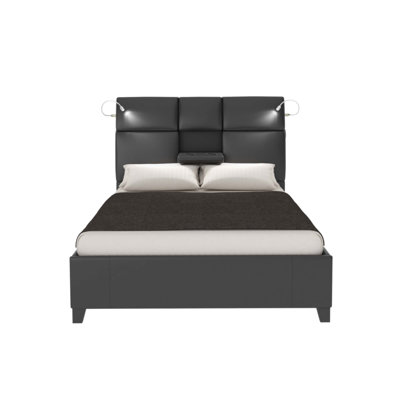 Queen Music Bed With Touch Lighting, Built-In Sound System, And Beverage Tray For Ultimate Comfort And Entertainment