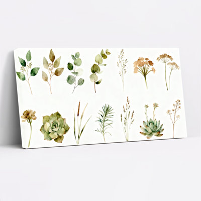 «Botanical Watercolor», ensemble de 1 reproduction d'art sur toile tendue