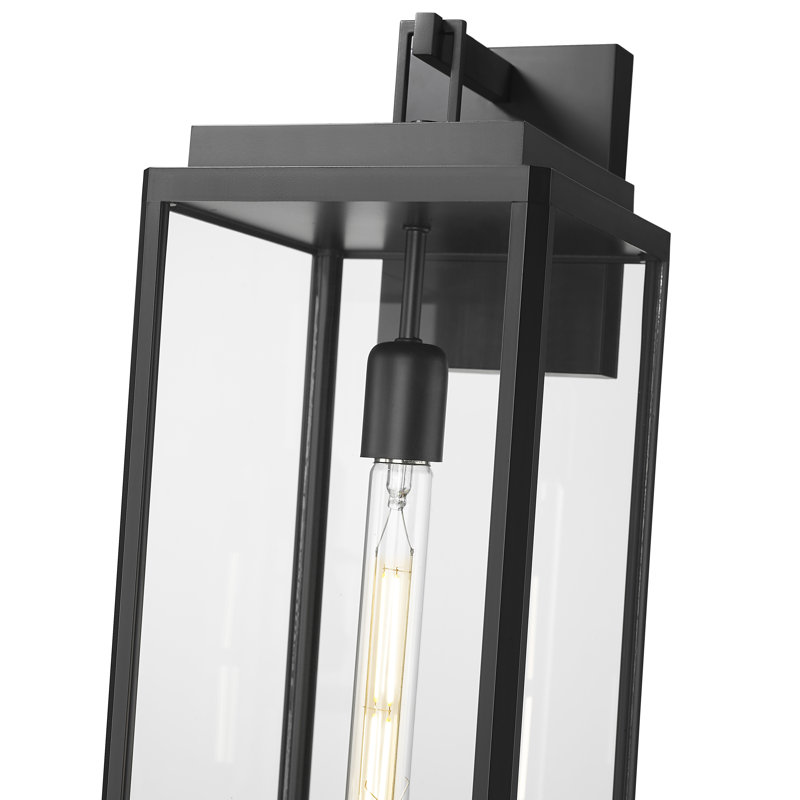 Lanterne murale d'extérieur 1 lumière Alpharetta 19,75 po de hauteur - Noir thermolaqué