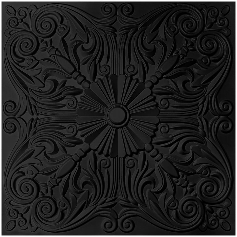 24'' L x 24'' W Matte PVC Drop-In Ceiling Tile In Black