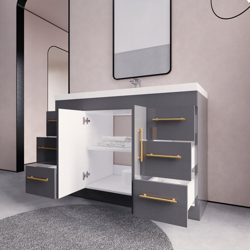 Ensemble de meuble-lavabo simple 48 po Maplesville, Gris
