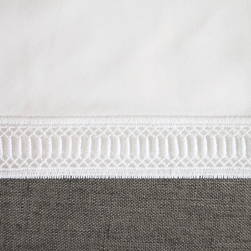 Linea Linen Tablecloth, 108" L x 72" W, White/Steel Gray