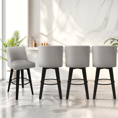 Modern 360° Swivel Counter Bar Stools, Upholstered Counter Stools With Back, Kitchen Island Chairs For Dining Room, Bar, And Counter(Set Of 4)