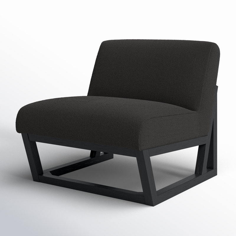 Decollete Upholstered Chair, Black, Black Boucle