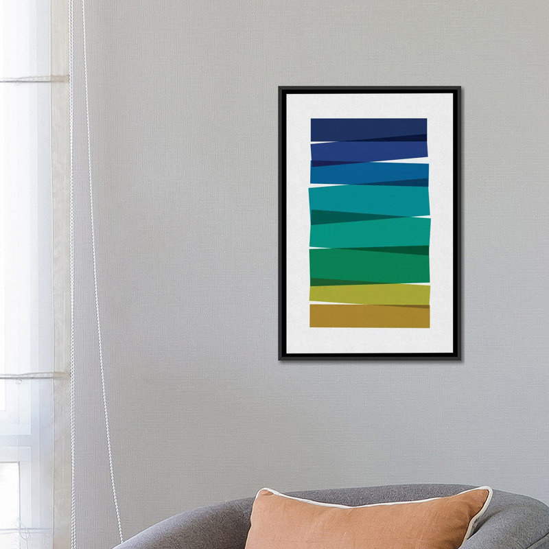 « rayures i », impression sur toile, H 26 po x l 18 po x P 1,5 po, Toile avec cadre noir, Pas de tapis