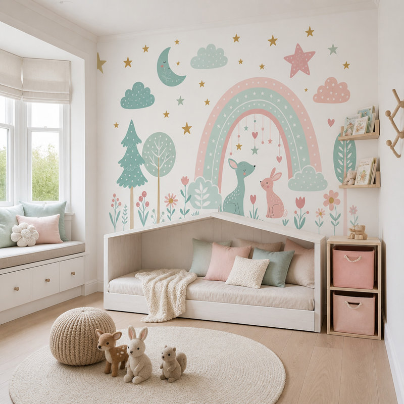 Papier peint blanc chambre d'enfant chambre d'enfant, Texturé non collé, 120 po x 96 po