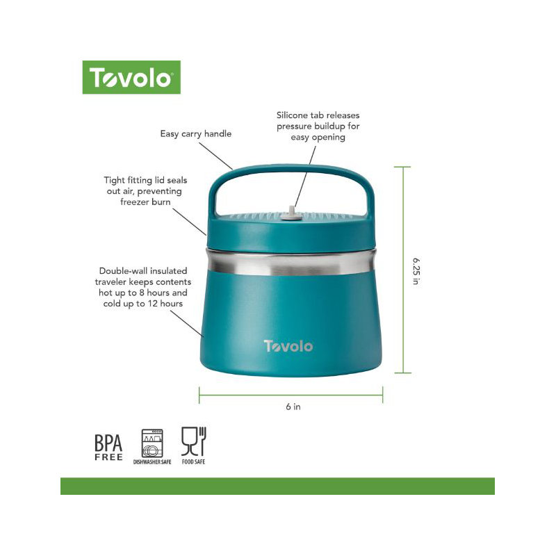Tovolo Stainless Steel Insulated Food Traveler, White, Marine Blue