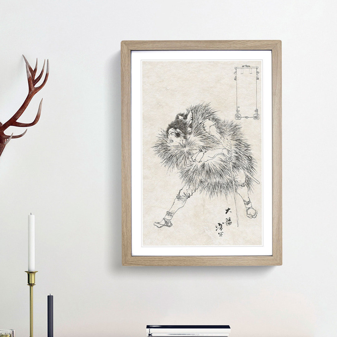 Sketch of a Warrior by Tsukioka Yoshitoshi - Picture Frame Drawing Print