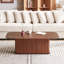 , Bois de noyer, Métal noir, Table basse, Lignes lisses, Surface intérieure contemporaine, Nettoyage facile, Vie moderne