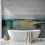 Murale paysage abstrait or bleu sarcelle-2081821614