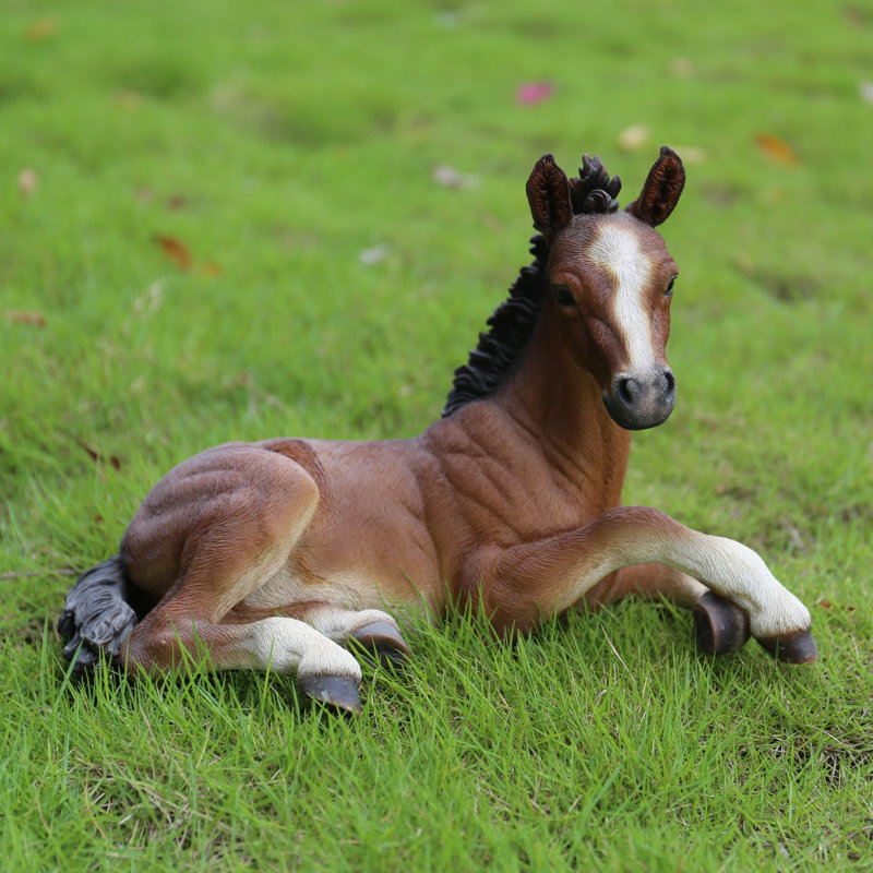 Laying Down Horse Colt Statue