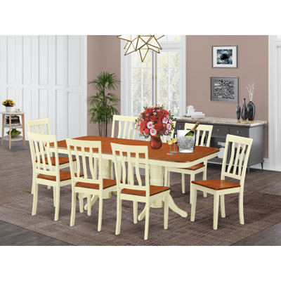 Ensemble de table de salle à manger 9 pièces comprenant une table de cuisine rectangulaire avec rallonge papillon et 8 chaises de salle à manger, babeurre et cerise