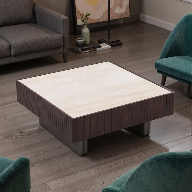 Table basse carrée moderne avec 1 tiroir
