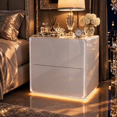 Table de chevet moderne et brillante avec base DEL douce