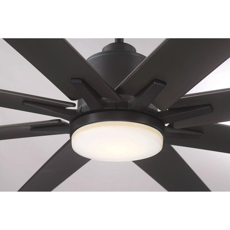 Studley 72" 8 - Blade Outdoor LED Standard Ceiling Fan in English Bronze with Remote Control and Light Kit Included
