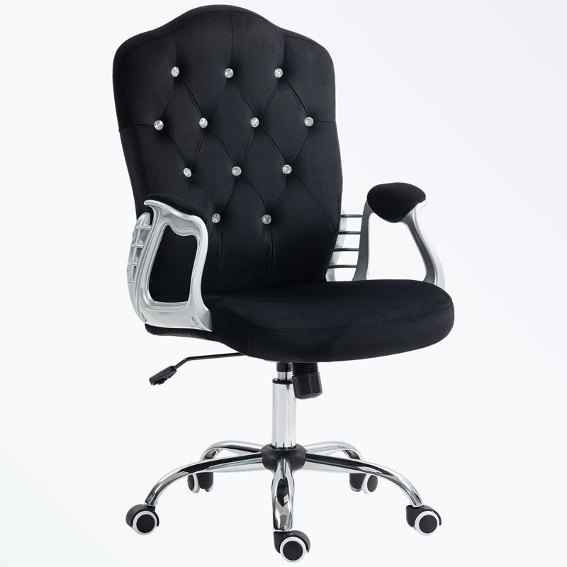 Kimar Chair with Padded Armrests, Black, Polyester Blend