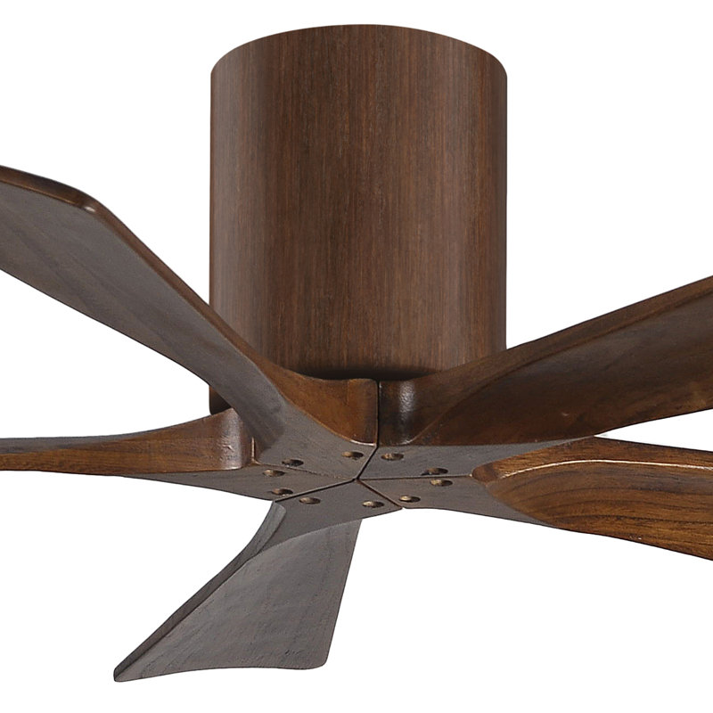 Irene 5H -Five Blade Flush Mount Paddle Fan, Walnut, 42", Walnut Tone
