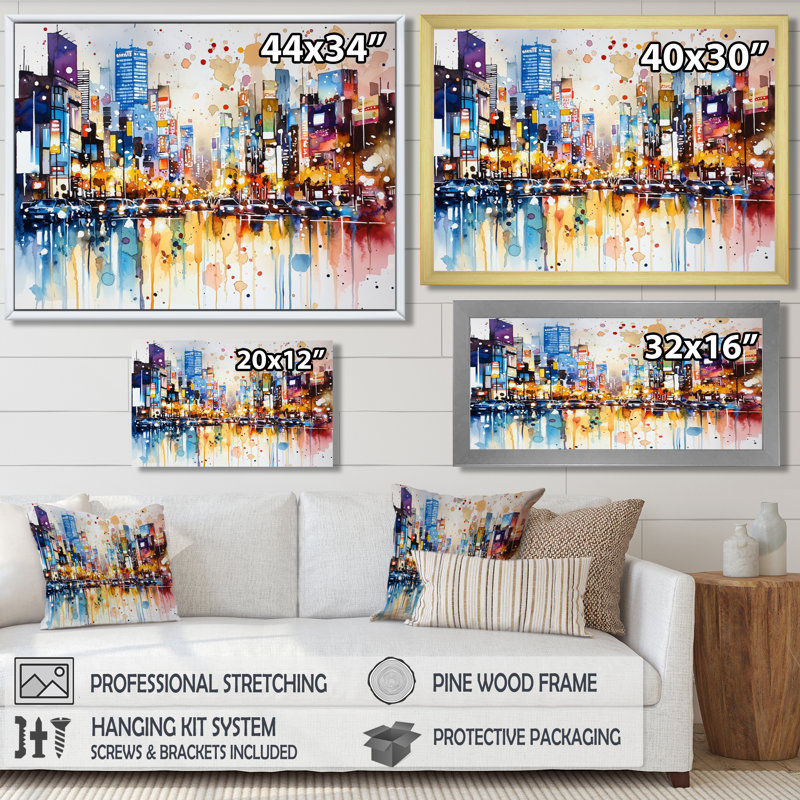 Éclairage au néon japonais de Shinjuku, impression d'art mural, H 34 po x l 44 po, Toile tendue, Blanc