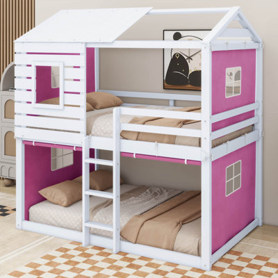 Yaraghi Bunk Wood House Bed with Tent