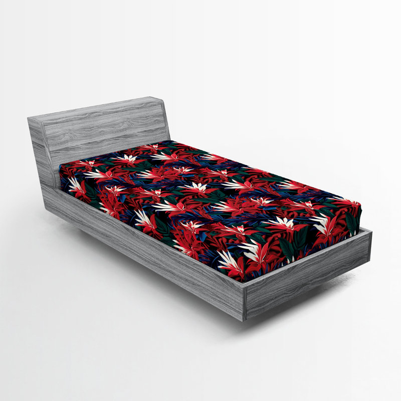 Drap-housse Ambesonne, Drap-housse de taille simple, Rose foncé / motif floral lavande foncé