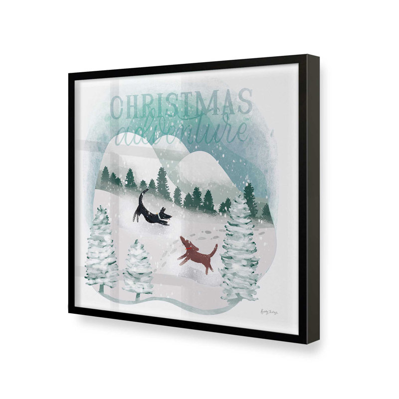 Les joies de Noël dans la neige – Affiche à  encadrer, H 21,5 po x l 21,5 po, Cadre simple noir satiné, bois massif
