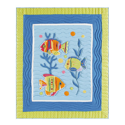 Fish Outta Water Cotton Quilted Throw Blanket