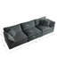 3 en style Mid-Century moderne, chenille grise, structure en bois massif, rembourrage en éponge, confort pour le salon, coussins d'accoudoirs, supérieur