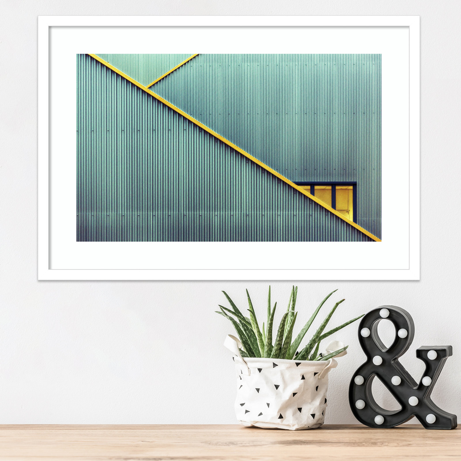 Stairs by Jan Niezen, 24.25" H x 34.38" W x 0.88" D, White Framed Paper