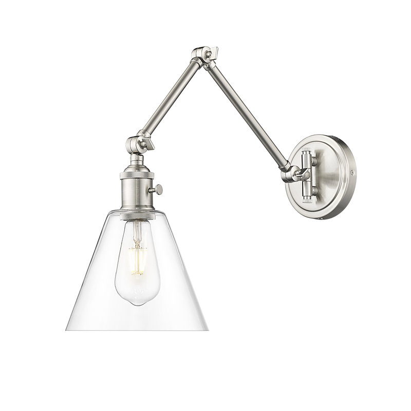 Applique murale 1 lumière en laiton huilé Wyck, Nickel brossé
