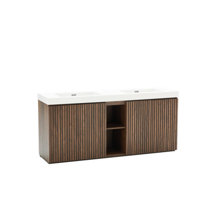 Bathroom Vanity with Sink, Large Storage Freestanding Bathroom Vanity for Modern Bathroom, One-Piece White Quartz Sink Basin without Drain and Faucet