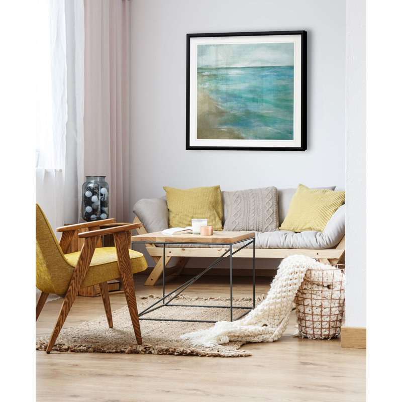 « doucement marées », reproduction sur toile, H 26,5 po x l 26,5 po x P 1,5 po, Cadre plastique noir