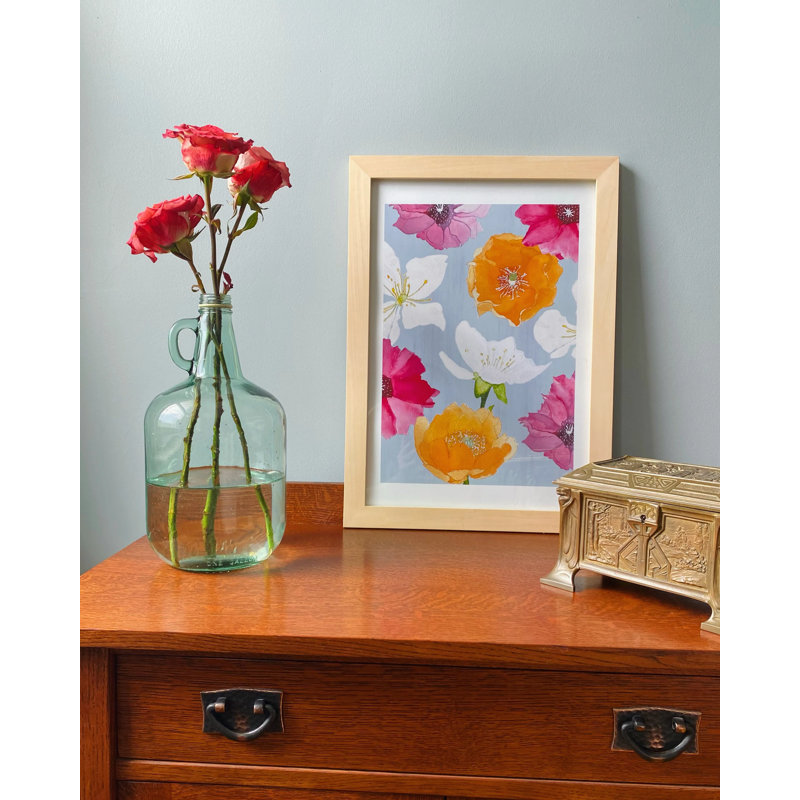 Cactus Flowers On Gray Print by Jessica Hollander, 11" H x 8.5" W x 0.1" D