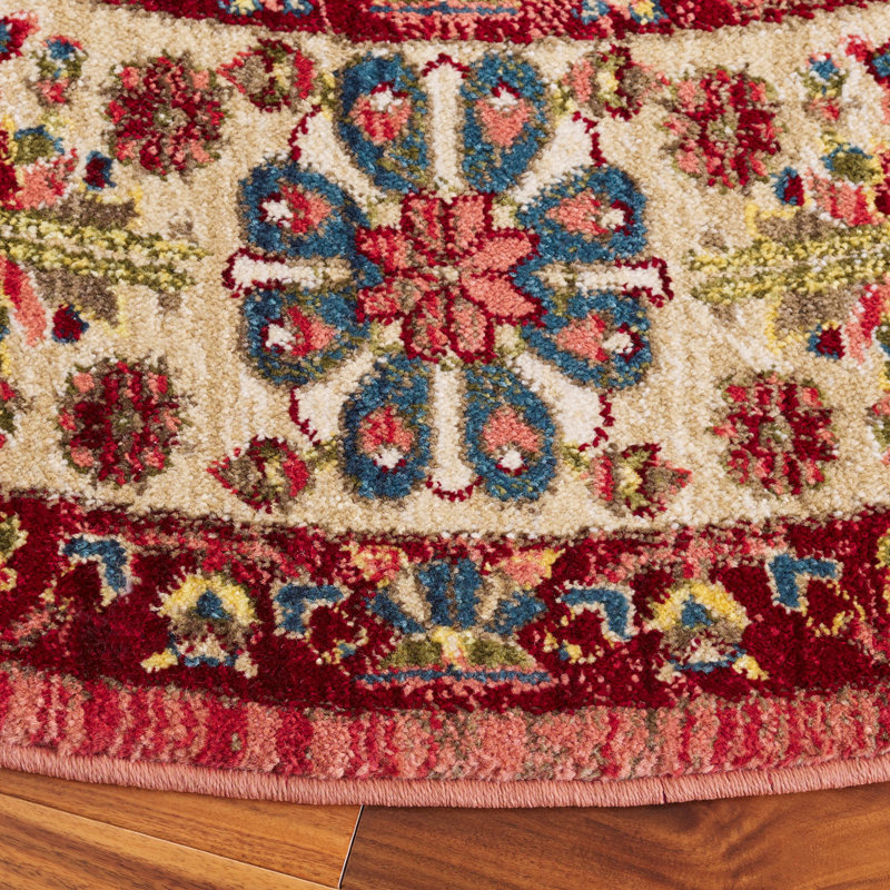 Tapis performance oriental Kurtz, Rond 6 pi 7 po, Red/Ivory