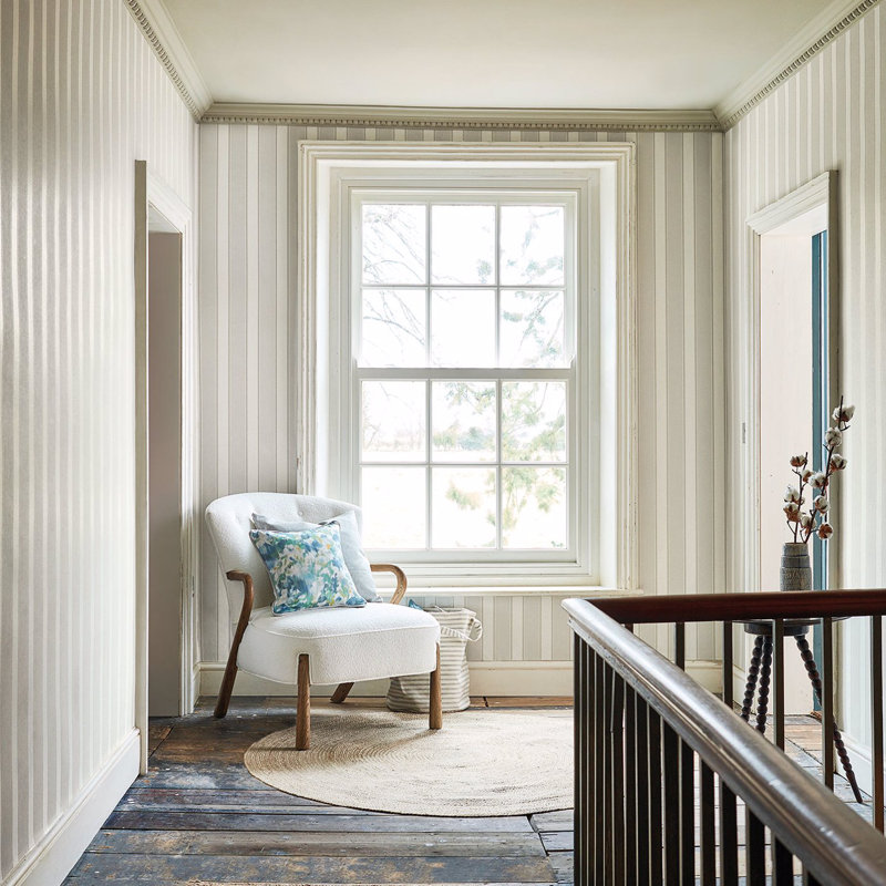Sonning Stripe Wallpaper, Country Linen