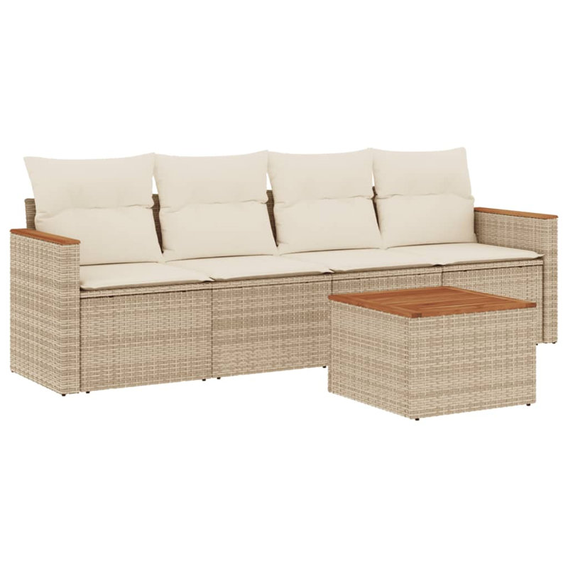 Ensemble de canapé de jardin modulaire en rotin PE 5 pièces Vidaxl