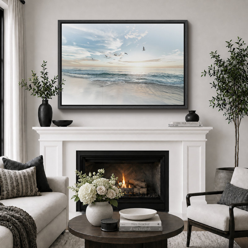 Coastal Beach Sunrise on The Beachy Scene Seagull Coastal Modern Large Canvas Art Wall Art Décoration de chambre à coucher
