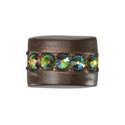 Poignée cache rectangulaire avec centre décoré de cristaux Swarovski médium vitrail bronze huilé