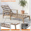 Ensemble de 2 chaises longues d'extérieur de style teck avec table d'appoint, chaises de piscine réglables en aluminium
