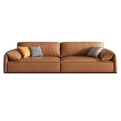 Orange Genuine Leather Modular Sofa cushion couch