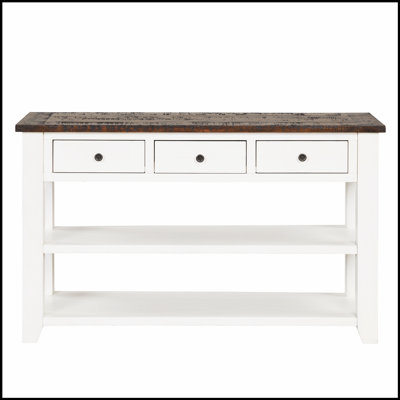 Console 48 po en bois de pin massif avec 3 tiroirs de rangement, parfaite pour les vestibules modernes et les salons